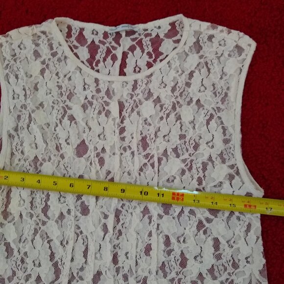 ZARA off white Elegant Sheer Floral-Lace dress NWOT - Picture 5 of 7